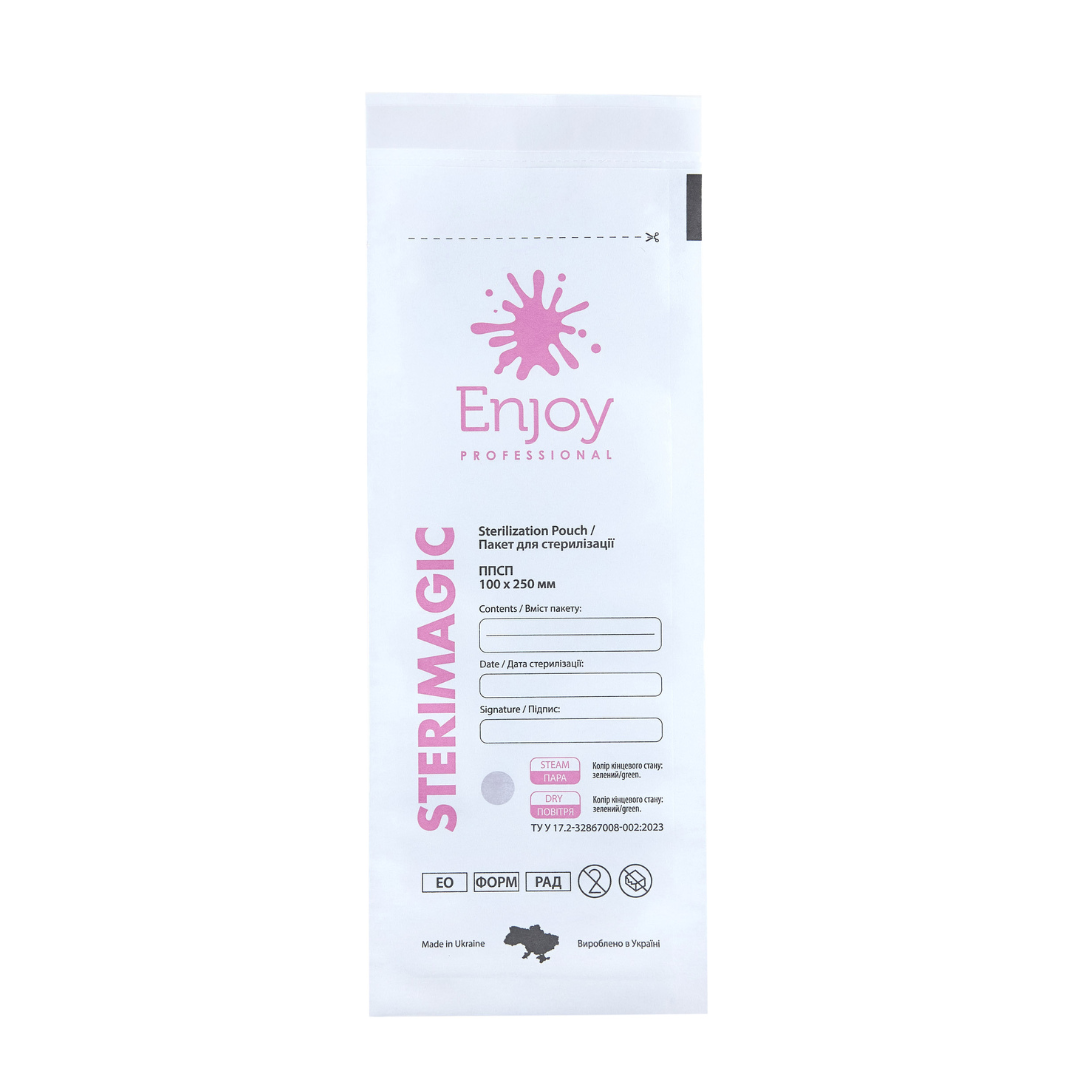 Пакет для стерилізації паперовий білий ППСП-Б 100Х250 мм (100 шт/пак)"Enjoy-professional" - "SteriMagiс"